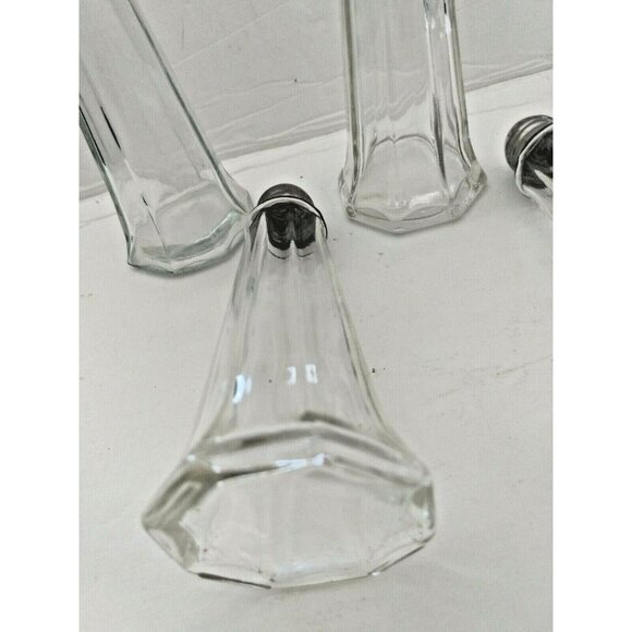 Vintage Diner Style Glass Salt and Pepper Shakers Stainless Steel Lids (2 sets) - Picture 8 of 11